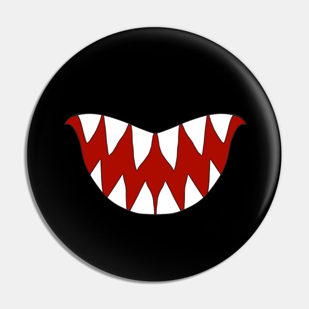 Funny Cartoon Monster Big Sharp teeth Smile Pin by galaxieartshop