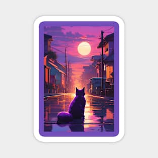 Cat sitting in the sunset Magnet