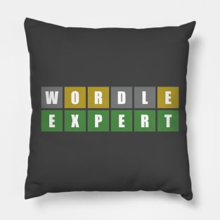 Wordle Expert, green yellow gray grey, Pillow