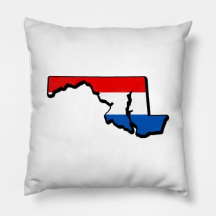 Red, White, and Blue Maryland Outline Pillow