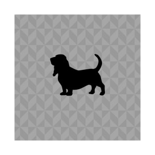 Basset Hound Dog Lover Gift - Scandi Geometric Silhouette T-Shirt