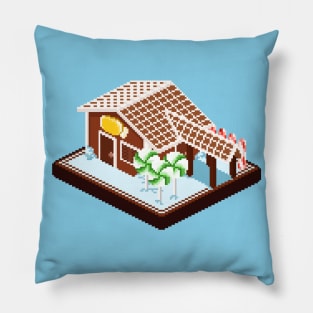 Pixel Art Gingerbread House Pillow