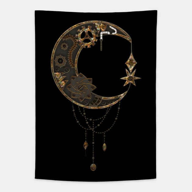 Noble steampunk moon with gears Tapestry by Nicky2342