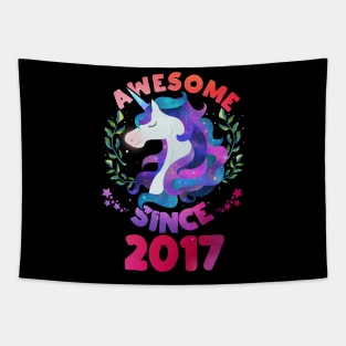 Cute Awesome Unicorn Since 2017 Funny Gift Tapestry