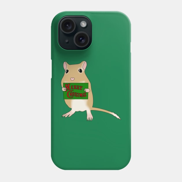 Cute golden gerbil says merry Christmas Phone Case by Becky-Marie