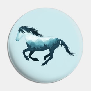 Dramabite Wild Horse Mustang Equine Double Exposure Wildlife Animal Pin