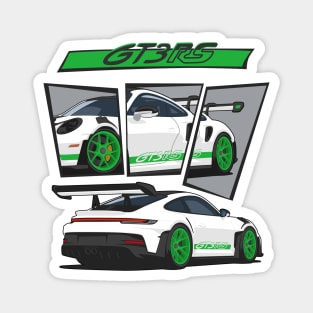 car 911 gt3 rs racing edition detail white green Magnet