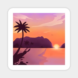 Sunset Beach Tropical Landscape Magnet