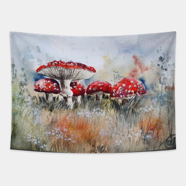 Toadstool mushrooms Tapestry by RusticaArt