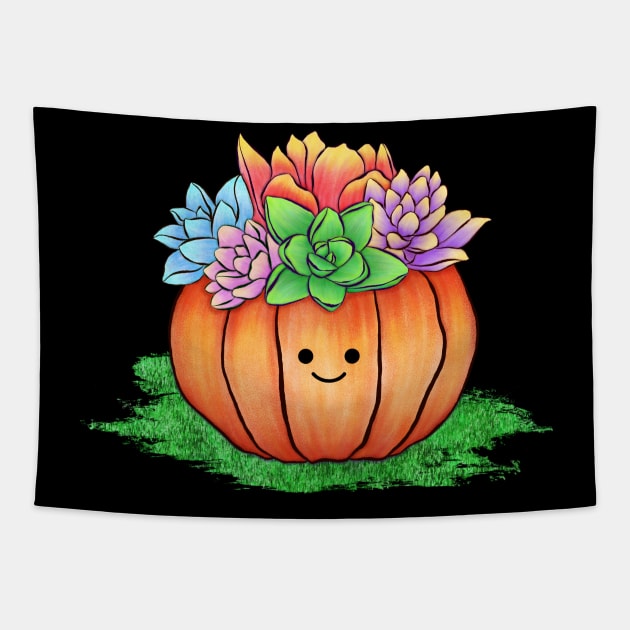 Happy Pumpkin Spice Succulent Tapestry by ViolaVixi