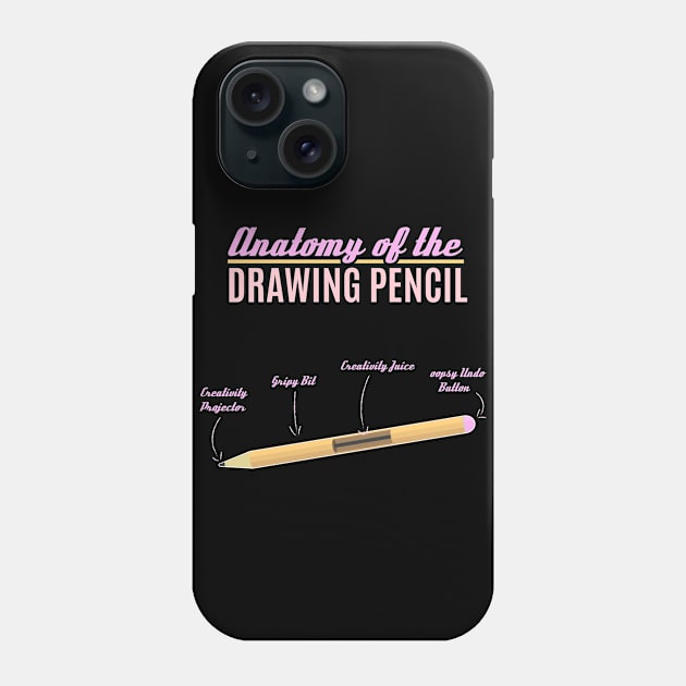 Anatomy of the drawing pencil funny tee Phone Case by kamdesigns