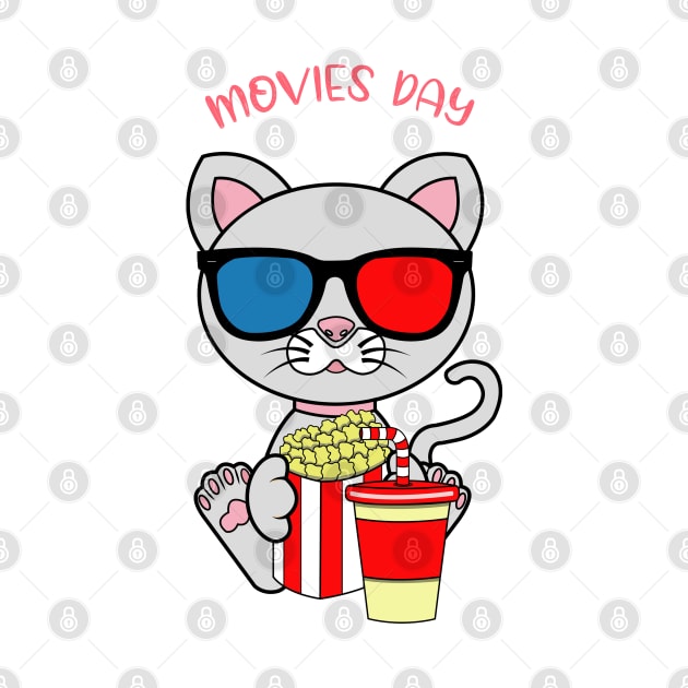 Movies day, movies and cats lover by JS ARTE