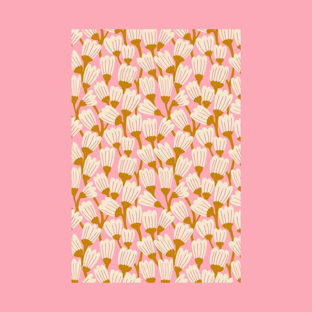 Happy blossom flower pattern in white and pink by Natalisa