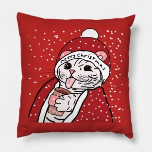 Kawaii Kitten santa hat Pillow