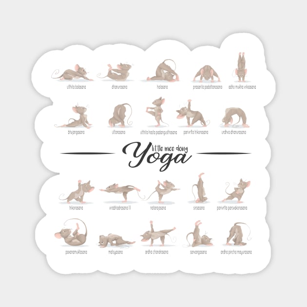 Little mice doing yoga poses Magnet by Professional_Doodles