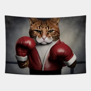 angry cat boxing Tapestry