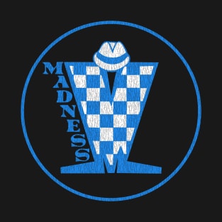 Madness Vintage Plastisol Texture Checkerboard Blue & White T-Shirt