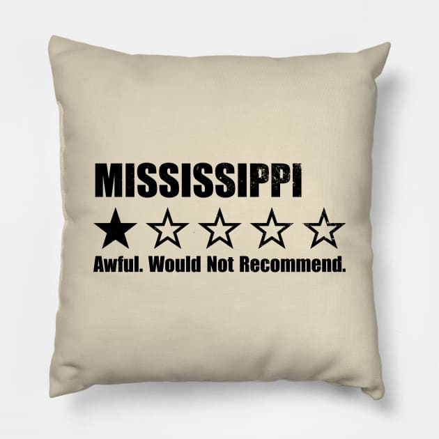 Mississippi One Star Review Pillow by Rad Love