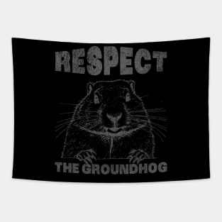 Retro Vintage Respect The Groundhog Holiday - Mens & Womens Groundhog Day Tapestry