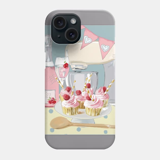 Pink Prosecco cupcakes Phone Case by Leamini20