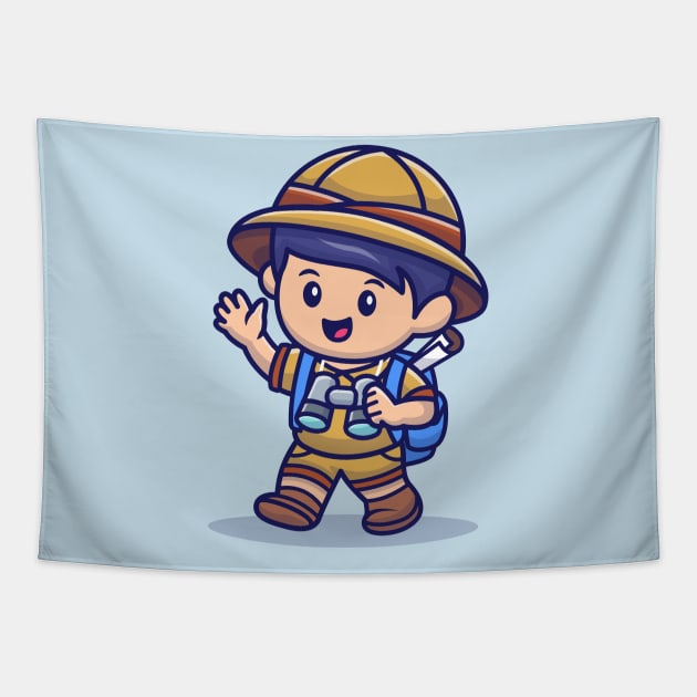 Cute Safari Kid Tapestry by Catalyst Labs