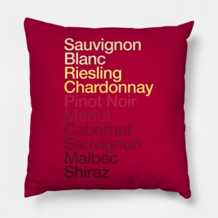 Wine Grapes List Color Chart - Pinot Noir Chardonnay Cabernet Pillow