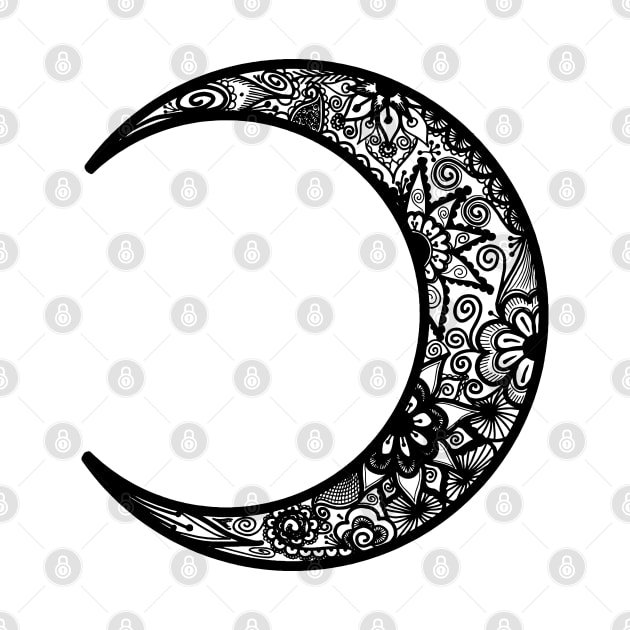 Black Henna Crescent Moon by Tilila