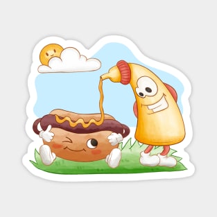 Funny Hotdog And Mustard Magnet