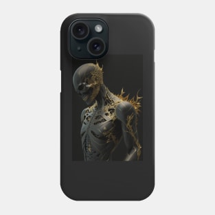 The Attractive Darkness: An Elegant Demon Skull with Golden cracks Phone Case