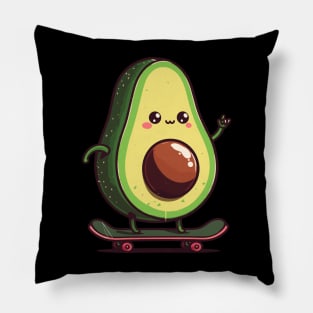 Funny avocado skateboarding Pillow