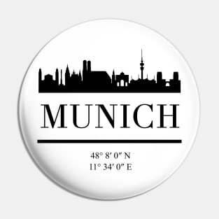 MUNICH GERMANY BLACK SILHOUETTE SKYLINE ART Pin