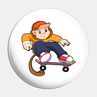 Monkey as Skater with Skateboard Pin