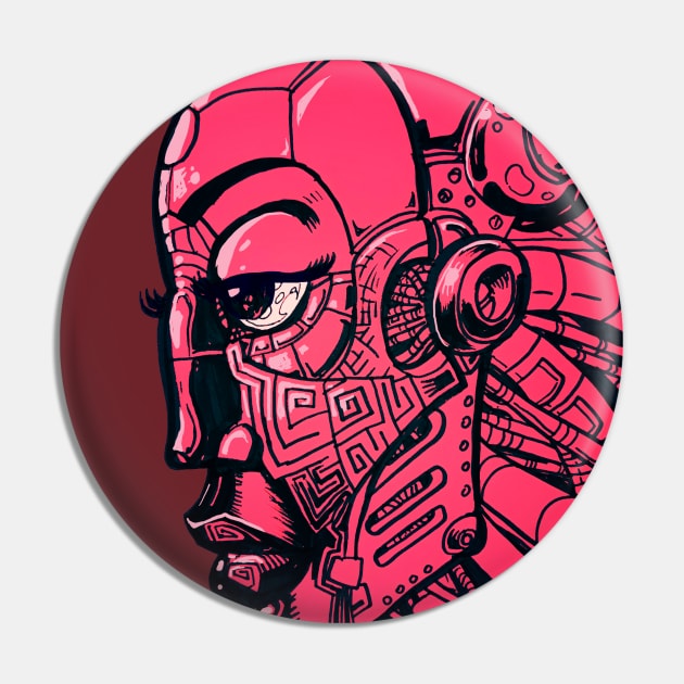 Robot Lady- Rose Pin by Samax