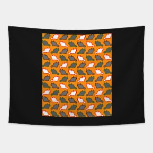 Cute cat pattern in orange Tapestry