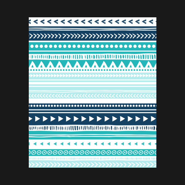 Blue Aqua White tribal pattern by dreamingmind