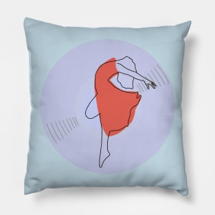 Vinyl - Ballerina dancer minimalist line art (blue) Pillow