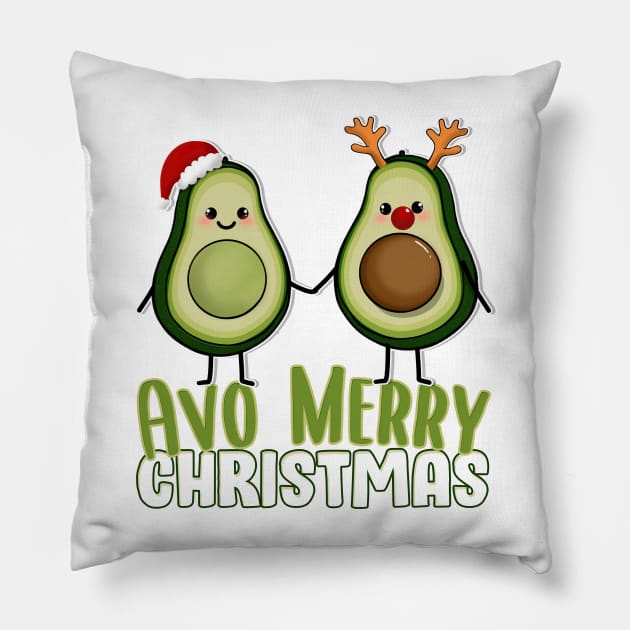 Christmas Avocados Avo Merry Christmas Pillow by SusanaDesigns