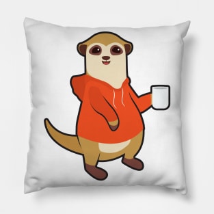 Meerkat with Cup of Coffee Pillow