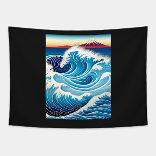 Ukiyo-e Japanese Art - Giant Waves and Mount Fuji Tapestry