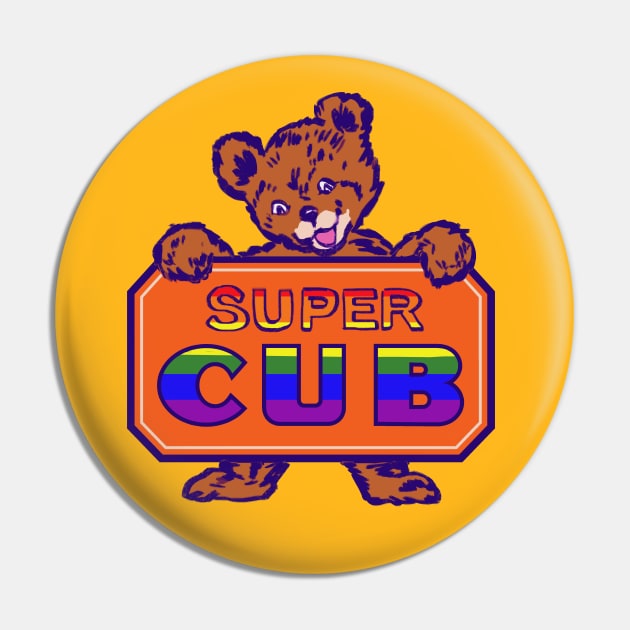 piper cub metal sign plate but super gay / super cub rainbow pride flag Pin by mudwizard