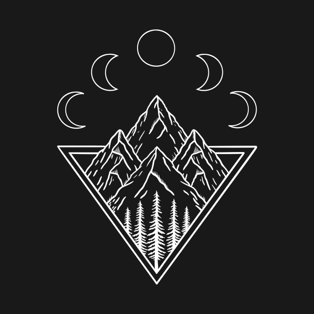 Nature mountains moon minimal by coffeeman