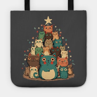 Christmas tree made of happy cats Tote