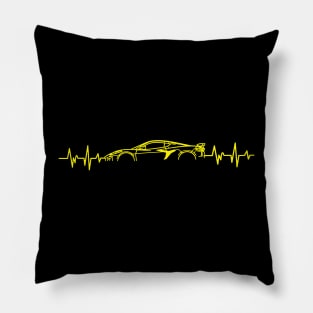 Corvette C8 Z06 Heartbeat Accelerate Yellow Supercar EKG Sports Car Heart Beat Line Racecar Pulse Pillow