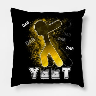 Yeet Dab - Dabbing Trendy Dance Emote Meme - Autumn Fall Kids Teens  - Stickman Yellow Gold Pillow