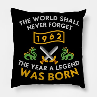 1962 The Year A Legend Was Born Dragons and Swords Design (Light) Pillow