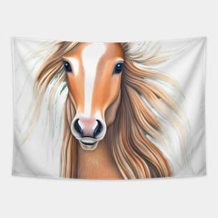 light brown horse head with flowing mane Tapestry