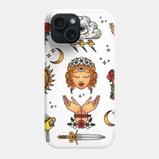 Occult Traditional Tattoo Flash Sheet Design Phone Case