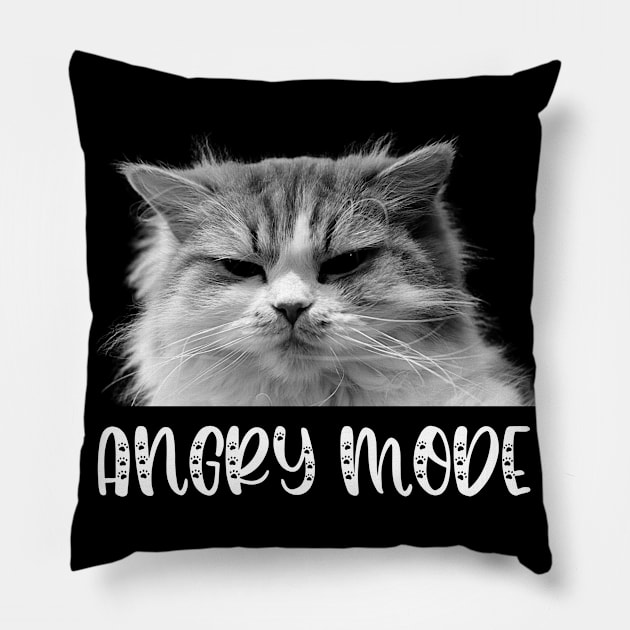 Angry Mode Cat Pillow by P-ashion Tee