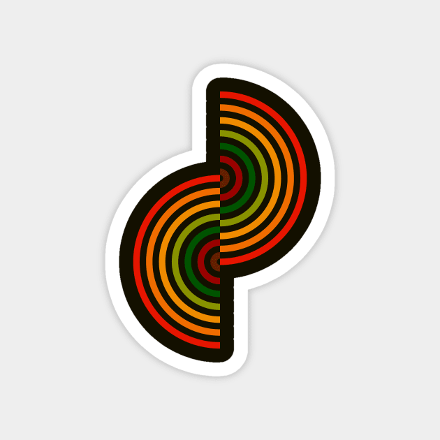 Groovy Waves - Red Green Color Scheme Magnet by VrijFormaat