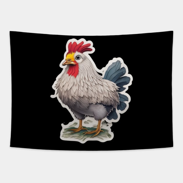 Plucky Chicken Tapestry by JennAshton